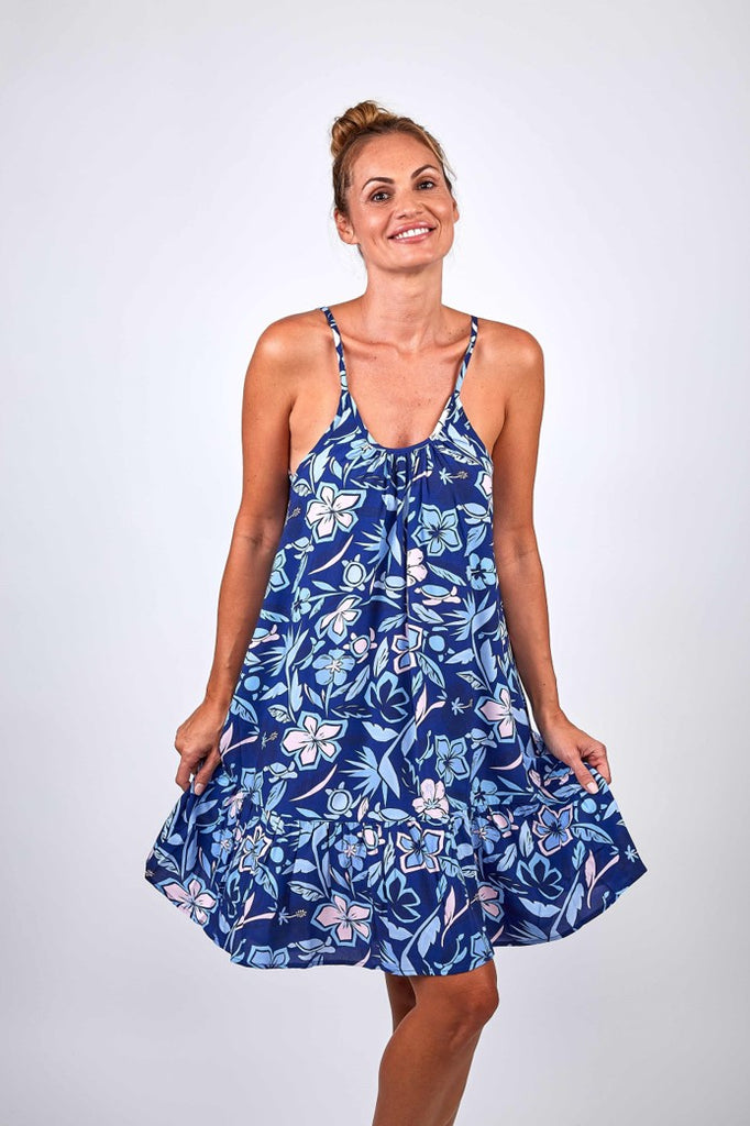 #77338 Ladies Floral Sea Turtle Sun Dress